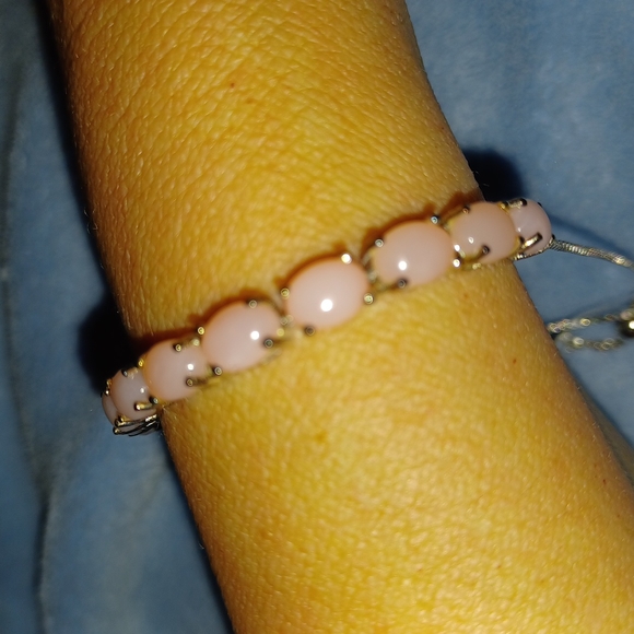 Pink Opal 925 adjustable bracelet. - Picture 1 of 6